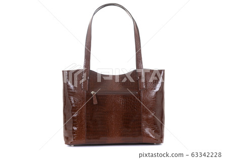 model of leather brown women bag isolated on white background 63342228