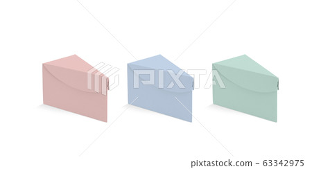 Blank colored cake piece box mock up, side view 63342975