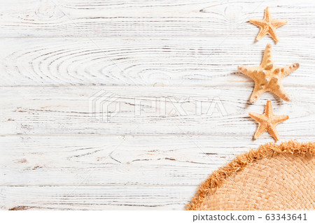 Summer holiday background with straw hat and Summer holiday background with straw hat and 63343641