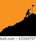 Silhouette businessman reaching his goal 63344797
