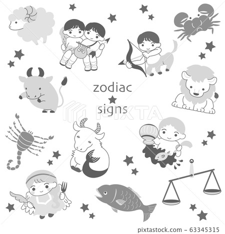 簡約時尚12星座人物黑白 簡約時尚12星座人物黑白 63345315