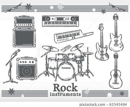 搖滾樂器插圖素材集 63345494
