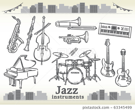 爵士樂器插圖素材集 63345499
