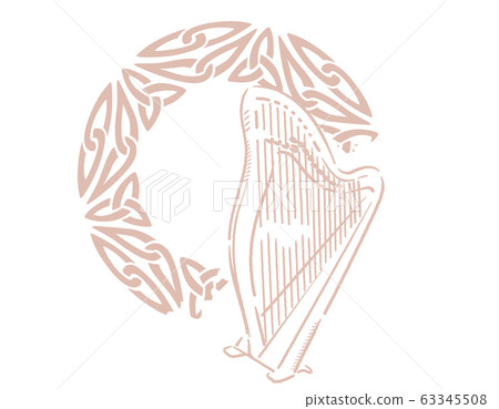 愛爾蘭凱爾特樂器主題插畫背景素材 愛爾蘭凱爾特樂器主題插畫背景素材 63345508