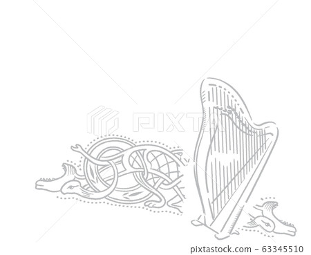 愛爾蘭凱爾特樂器主題插畫背景素材 愛爾蘭凱爾特樂器主題插畫背景素材 63345510