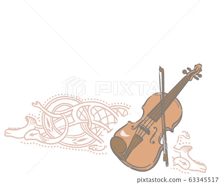 Celtic, Ireland, musical instruments theme illustration background material 63345517