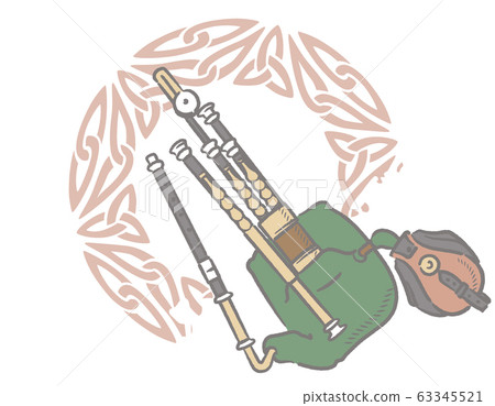 愛爾蘭凱爾特樂器主題插畫背景素材 63345521
