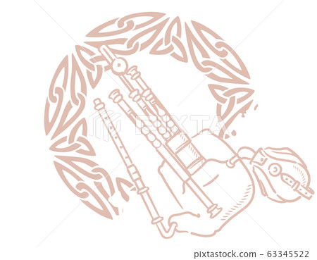 愛爾蘭凱爾特樂器主題插畫背景素材 愛爾蘭凱爾特樂器主題插畫背景素材 63345522