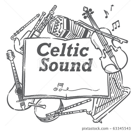 使用愛爾蘭樂器可用於海報等的插圖材料 使用愛爾蘭樂器可用於海報等的插圖材料 63345543