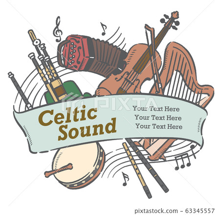 使用愛爾蘭樂器可用於海報等的插圖材料 使用愛爾蘭樂器可用於海報等的插圖材料 63345557