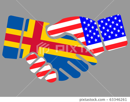 Aland and USA flags Handshake vector 63346261