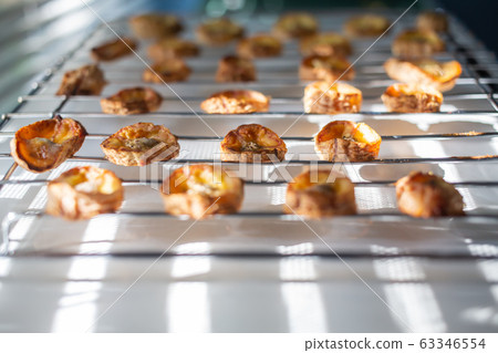 Baked Cavendish Banana, KInd of banana on steel grating, Light & Shadow, Close up & Macro shot, Selective focus, Healthy food concept 63346554