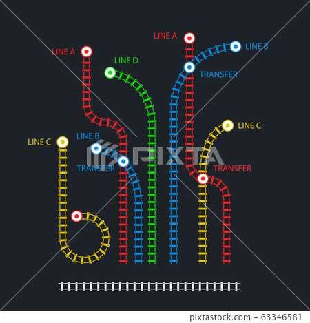 Railway - train tracks with transmission stations - Stock Illustration ...