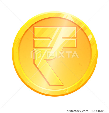 Golden rupee coin INR symbol on white... - Stock Illustration [63346859 ...