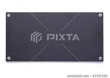 wooden black nameplate or wall sign isolated at 63347250