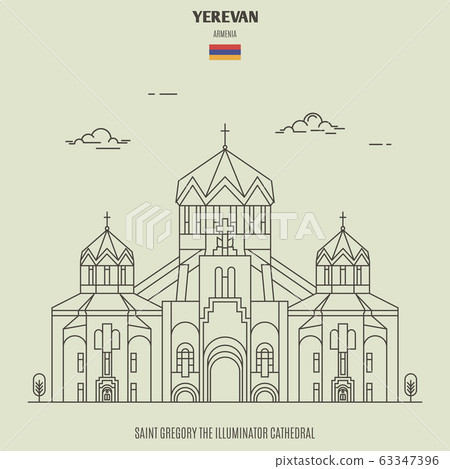 Cathedral of Yerevan, Armenia. Landmark icon Cathedral of Yerevan, Armenia. Landmark icon 63347396