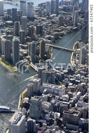 Aerial view near Tsukuda, Chuo-ku, Tokyo Aerial view near Tsukuda, Chuo-ku, Tokyo 63347465