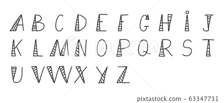 Black color hand drawing of english alphabet letter on white background 63347731