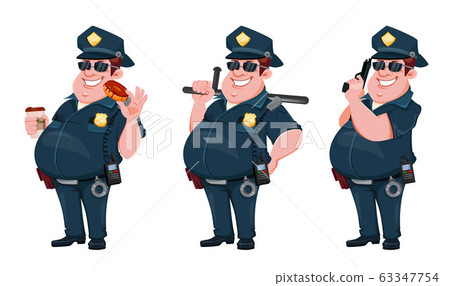 Police officer. Funny cartoon character - Stock Illustration [63347754] -  PIXTA