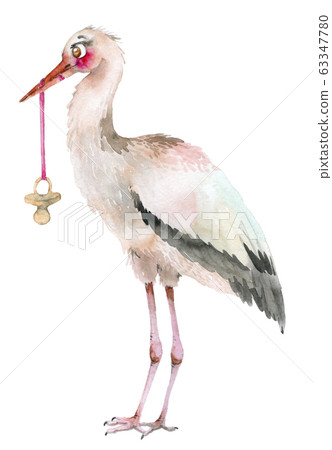 Watercolor Stork with nipple Watercolor Stork with nipple 63347780