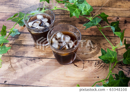 Iced coffee on the table 63348108