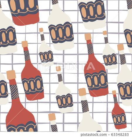 Funny glass bottle seamless pattern on stripes Funny glass bottle seamless pattern on stripes 63348283