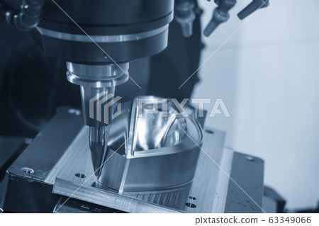 The 5-axis CNC milling machine  cutting the mold part. 63349066