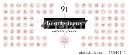 Highlight covers backgrounds. Set of beauty icons. 63349141