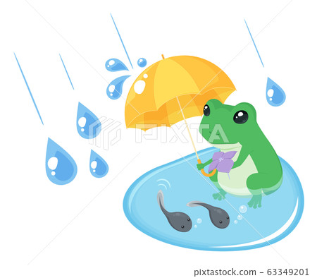 Illustration of frog and tadpole _ rain 63349201
