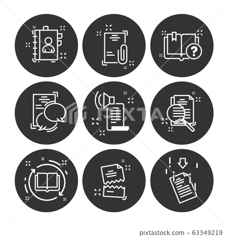 Set of documents thin line icons.  63349219