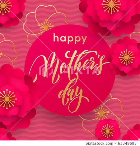 Mothers Day red flower in gold glitter pattern Mothers Day red flower in gold glitter pattern 63349693