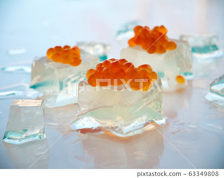 Red caviar on the ice cubes Red caviar on the ice cubes 63349808