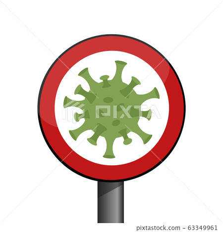 prohibited warning sign with virus icon prohibited warning sign with virus icon 63349961