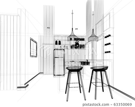 abstract sketch design of interior pantry ,3d abstract sketch design of interior pantry ,3d 63350069
