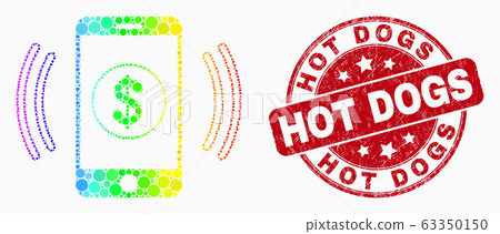 Vector Spectral Dot Financial Smartphone Vibration Icon and Scratched Hot Dogs Watermark 63350150