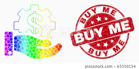 Vector Spectral Dot Financial Service Offer Icon and Scratched Buy Me Stamp 63350154