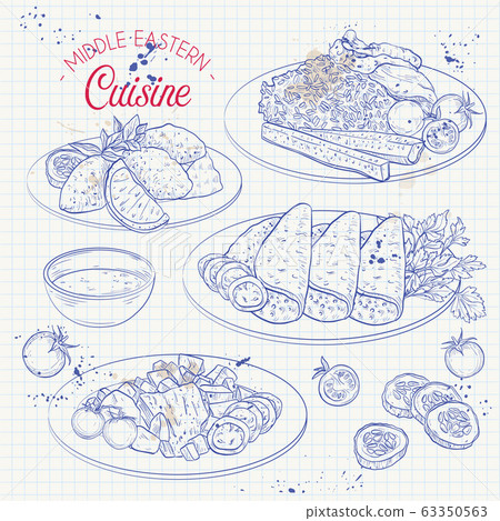 Middle Eastern cuisine, arabian dishes. 63350563