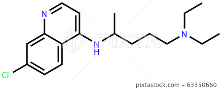 Structural formula of Chloroquine, a substance active against the COVID-19 coronavirus and malaria Structural formula of Chloroquine, a substance active against the COVID-19 coronavirus and malaria 63350660
