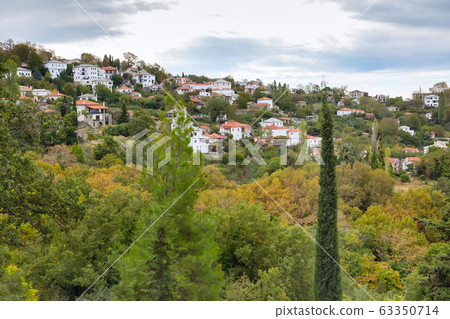 Aerial view of village in Pelion, Greece Aerial view of village in Pelion, Greece 63350714