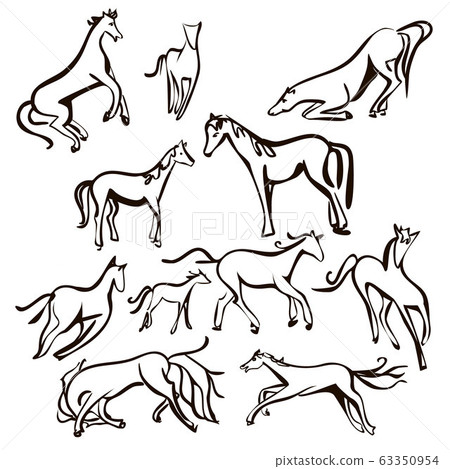 Vector group of pets - Horse isolated on white background., 63350954