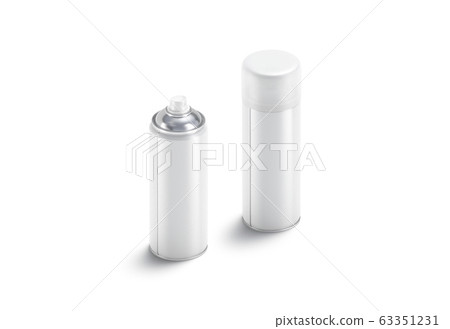 Blank white opened and closed spray can mock up, isolated 63351231