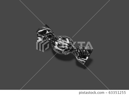 Blank black hadn candy foil wrapper mock up, dark background 63351255