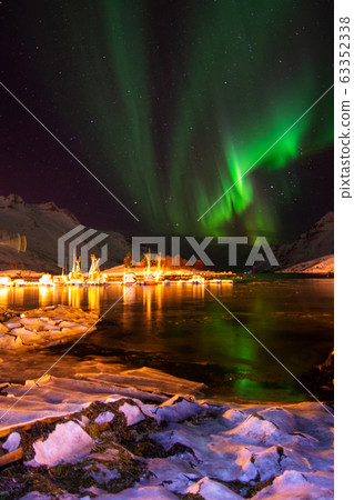 Aurora Borealis, Harbour Ersfjordbotn, Norway 63352338