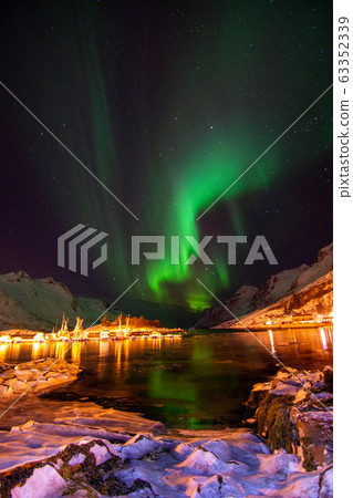 Aurora Borealis, Harbour Ersfjordbotn, Norway Aurora Borealis, Harbour Ersfjordbotn, Norway 63352339