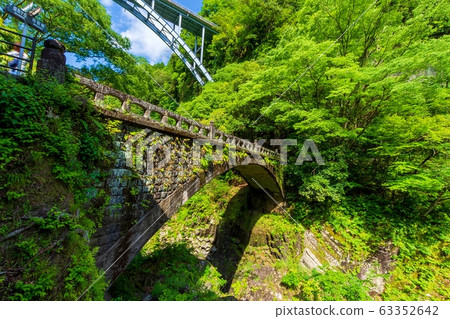 新鮮的綠色季節Sunny高千穗峽谷美麗的新鮮綠色景觀新鮮的綠色季節日本 63352642