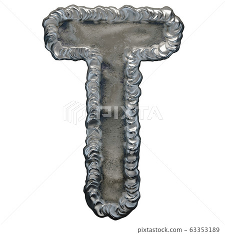 Industrial metal alphabet letter T on white background 3d Industrial metal alphabet letter T on white background 3d 63353189