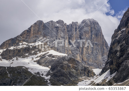 Majestic view of the Marmolada massif. Dolomites. 63353867