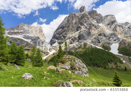 Beautiful summer view of Marmolada massif from Val 63353868