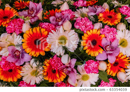 Flowers flat lay composition Flowers flat lay composition 63354039