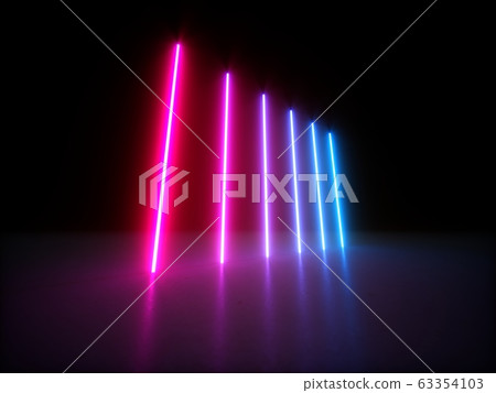 3D rendering Glowing Neon Lights on dark background 63354103